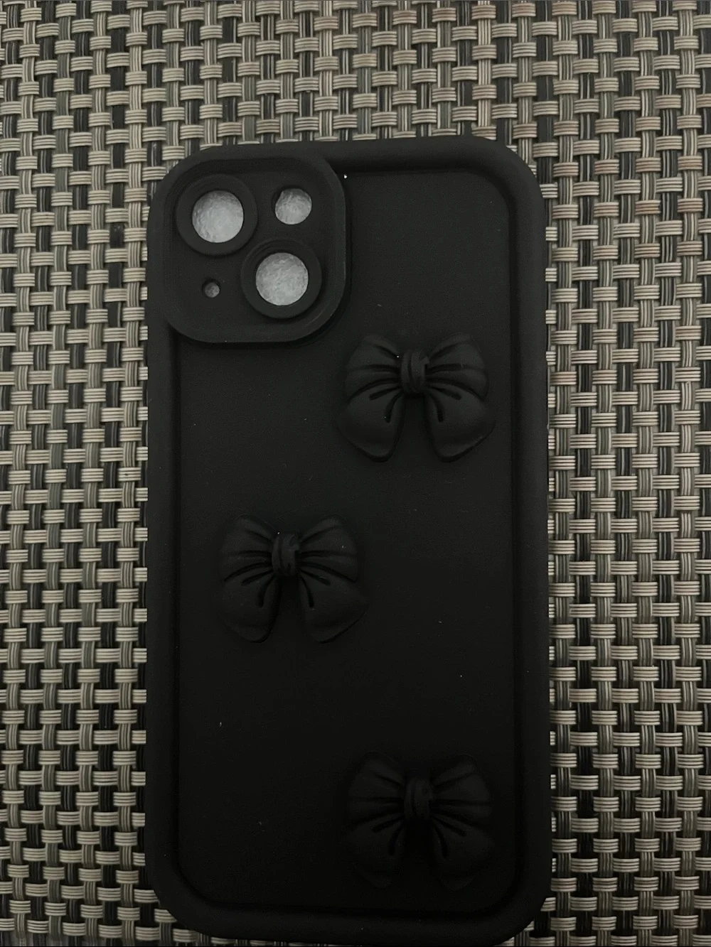 Apple Black Silicone Phone Case with 3D Bow Accents